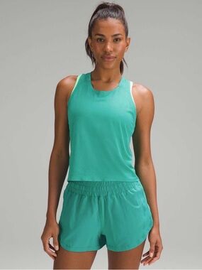 Lululemon Fast and Free Race Length Tank in Kelly Green